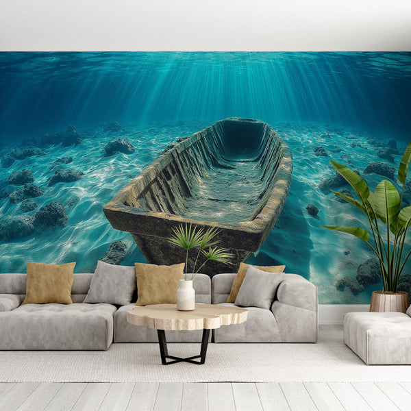 Mysterious Shipwreck Wall Mural | Underwater Wallpaper