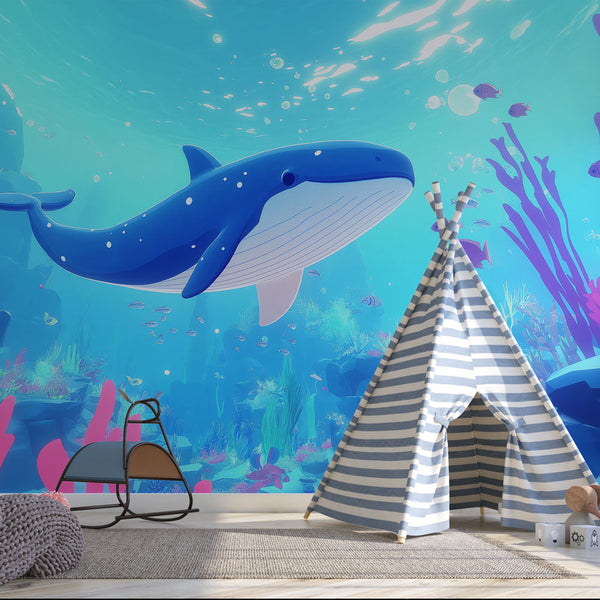 Underwater Wallpaper | Vibrant Whale and Marine Scene