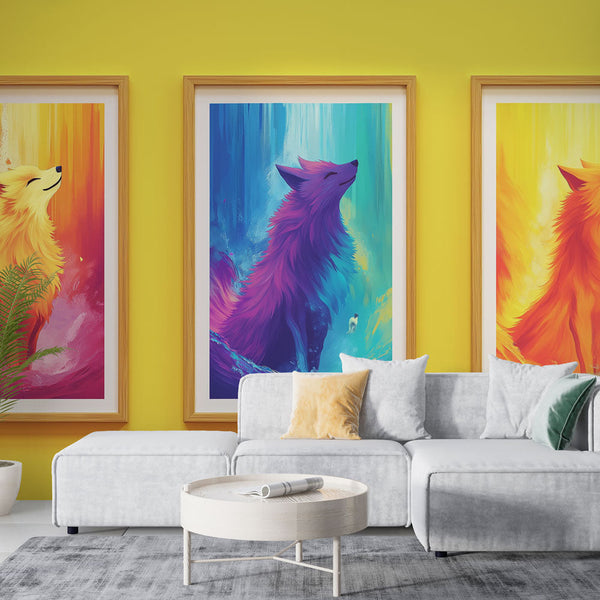 Colorful Contemporary Fox Illustration Wallpaper Mural