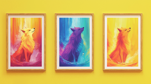 Colorful Contemporary Fox Illustration Wallpaper Mural