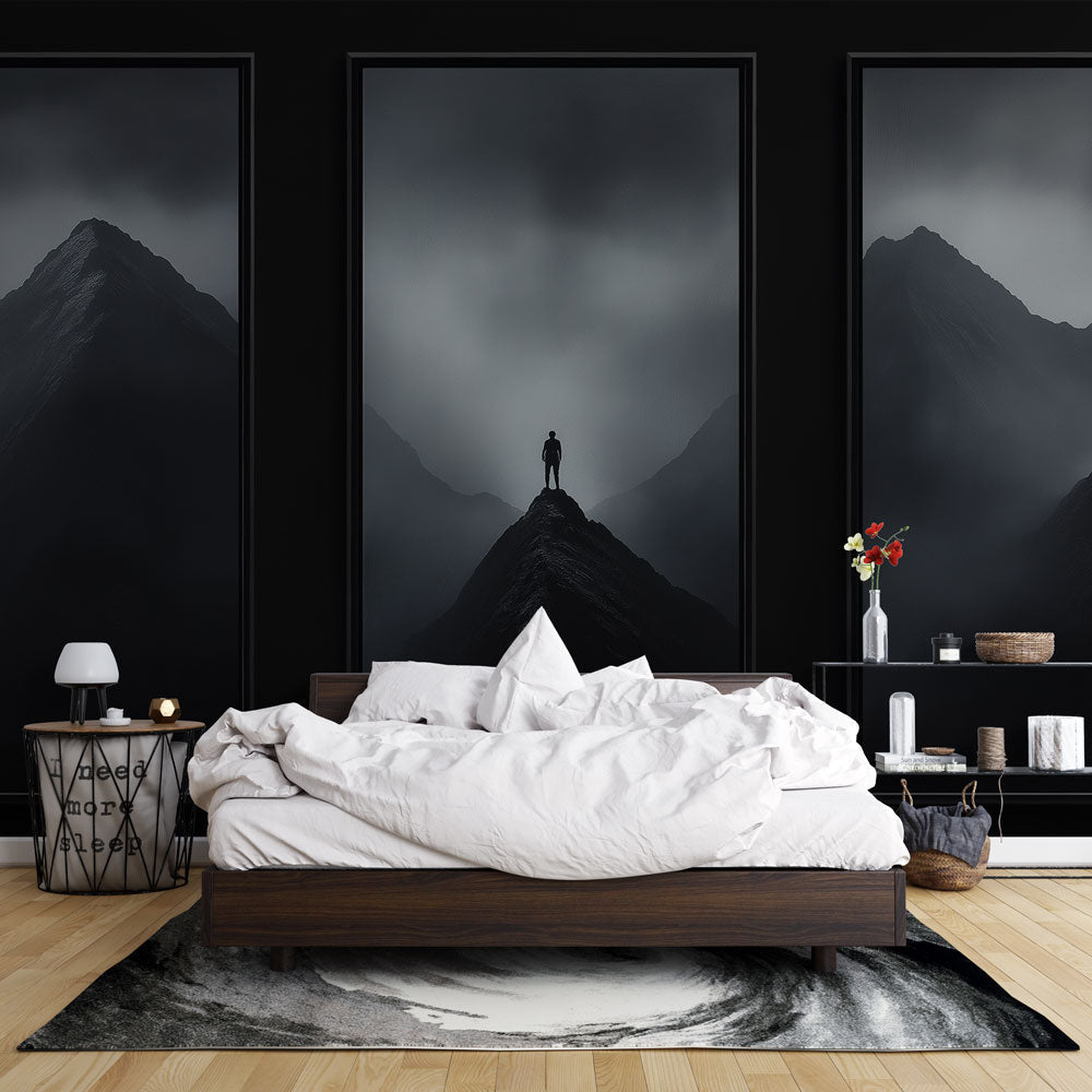 Black White Mountain Wallpaper | Dramatic Wall Mural