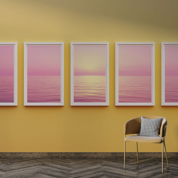 Pink Sunset Ocean Wallpaper | Five-Panel Wall Mural