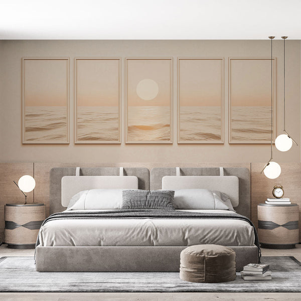 Sunset Seascape Wallpaper | Calm Pink Ocean Wall Mural