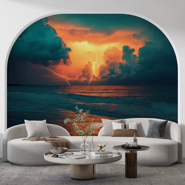 Marine Storm Wallpaper | Ocean Lightning Wall Mural