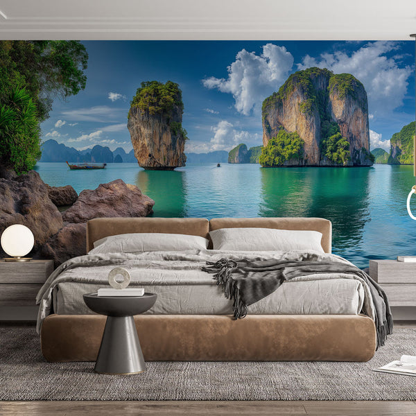 Thailand wallpaper | Rock formations turquoise wall mural