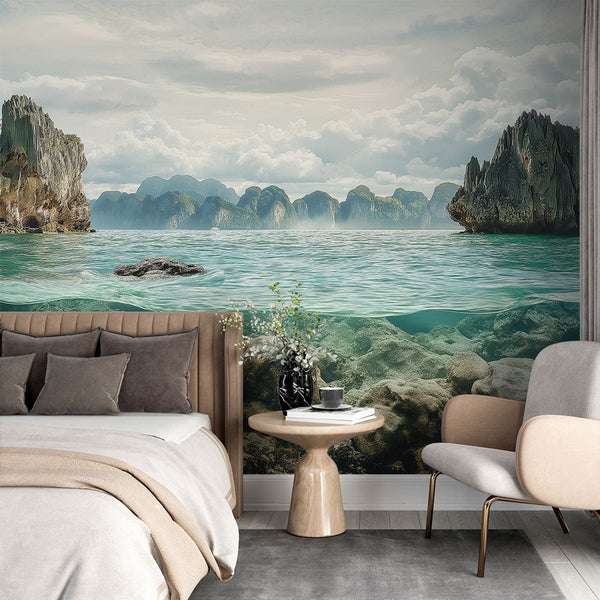 Thailand wallpaper | Majestic rocks seascape wall mural