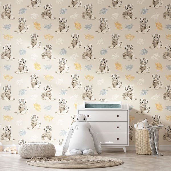 White Tiger Wallpaper | Cute Tigers and Colorful Leaves