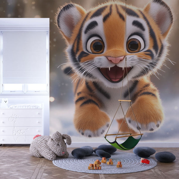 Cute Tiger Wallpaper | Adorable Plush Tiger in Snowscape