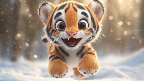 Cute Tiger Wallpaper | Adorable Plush Tiger in Snowscape