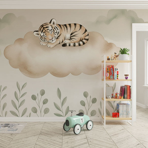 Cute Tiger Wallpaper | Sleeping Tiger on a Soft White Cloud