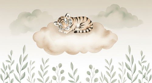 Cute Tiger Wallpaper | Sleeping Tiger on a Soft White Cloud