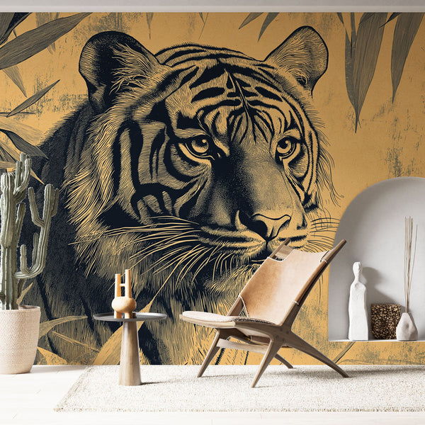 Tiger Portrait Wallpaper | Majestic Foliage Backdrop
