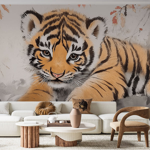 Vibrant Tiger Wallpaper | Young Cub Natural Decor