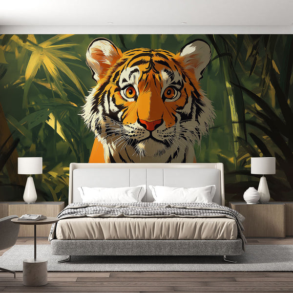 Majestic Tiger Wallpaper in a Verdant Jungle