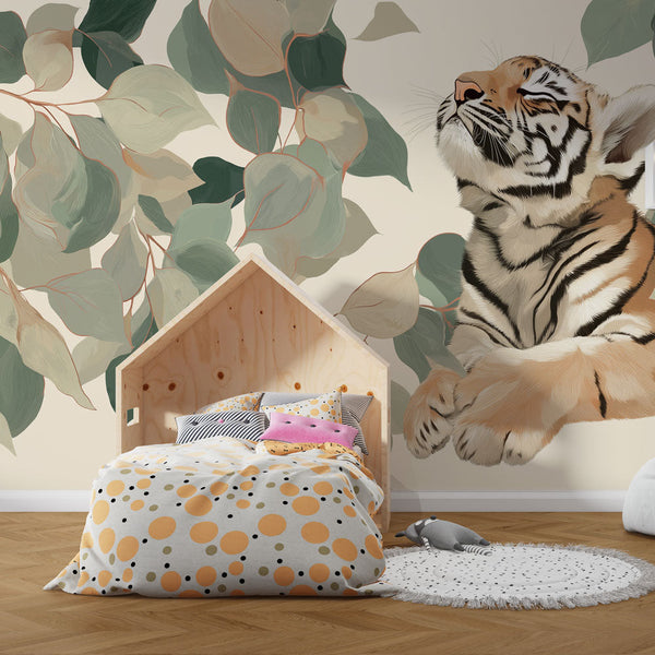 Tiger Wallpaper | Young Tiger Among Soft Delicate Leaves