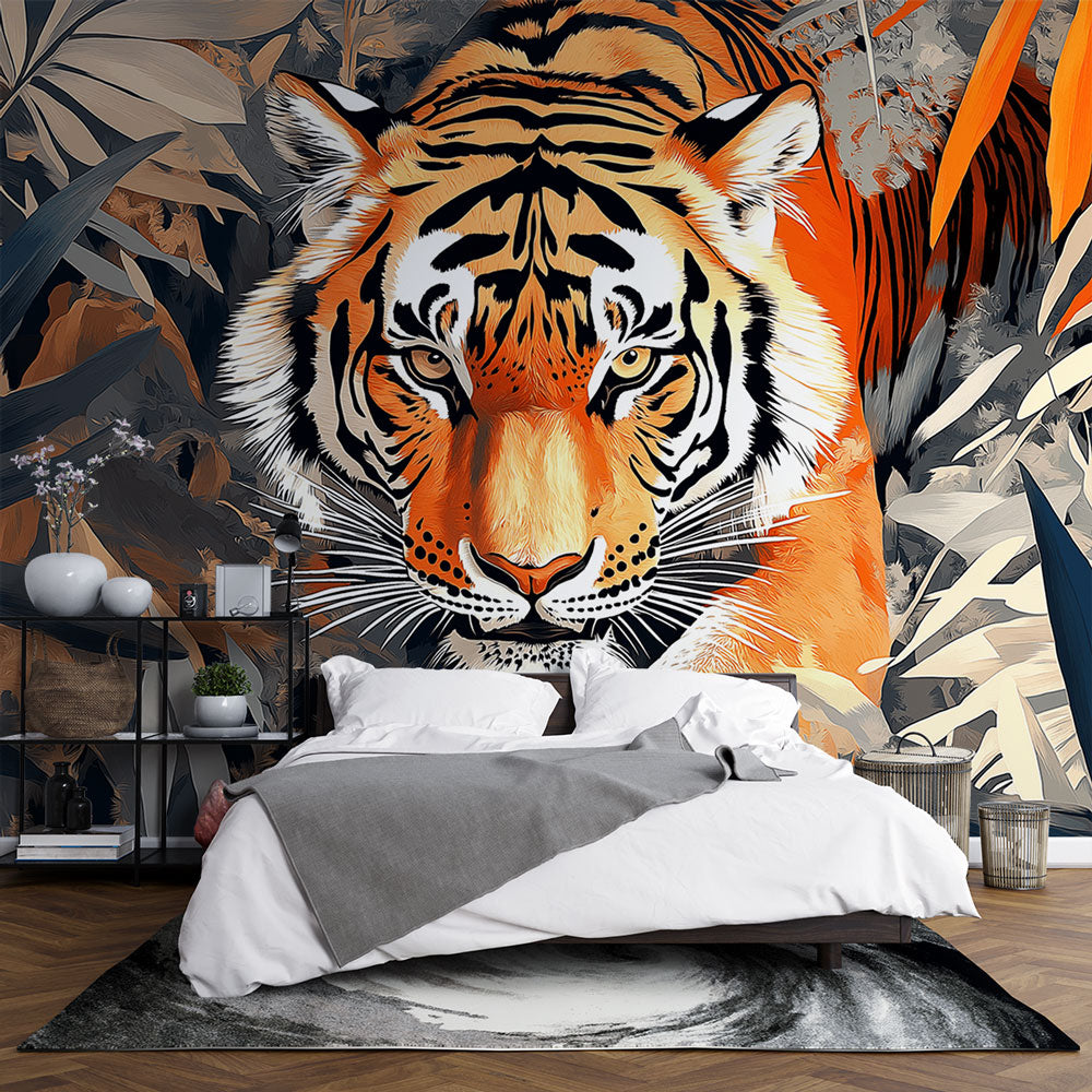 Majestic Tiger Wallpaper in Tropical Jungle Setting