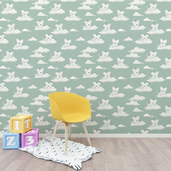 White Tiger Wallpaper | Tigers Playing on Fluffy Clouds