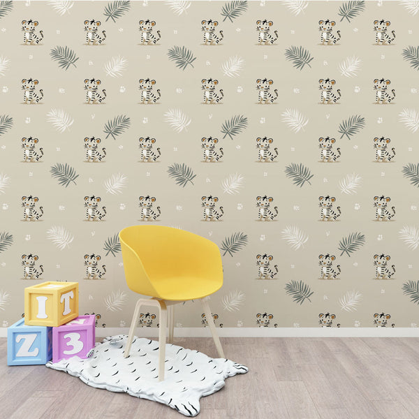 Cute Tiger Wallpaper | Playful Tigers and Tropical Leaves