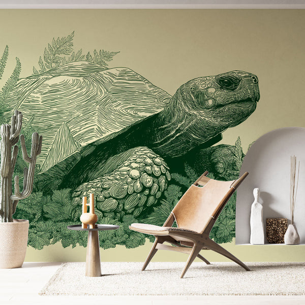 Turtle and Foliage Wallpaper | Turtle Among Lush Greenery