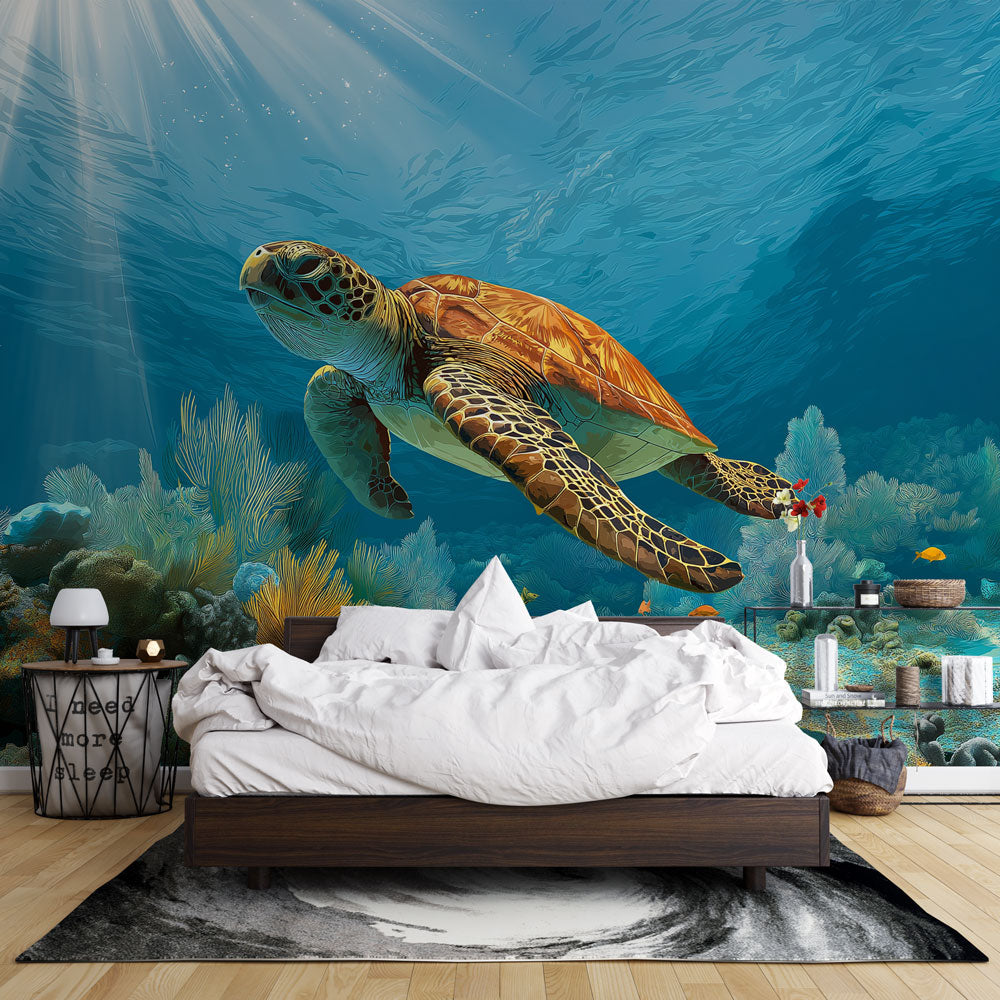 Sea Turtle Wallpaper | Underwater Escape on a Coral Reef