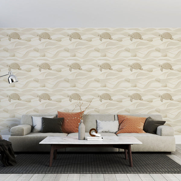 Sea Turtle Wallpaper | Shells on a Soft Sandy Background