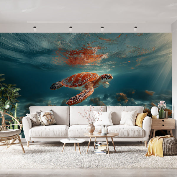 Sea Turtle Wallpaper | Coral Reef in Crystal Blue Water