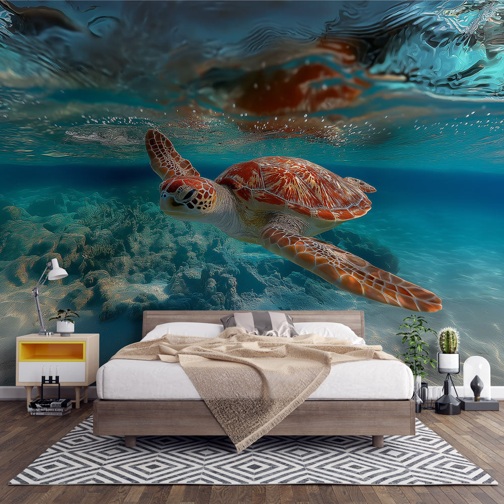 Sea Turtle Wallpaper | Elegant Turtle in Blue Waters