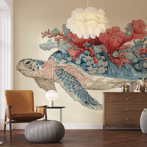 Sea Turtle Wallpaper | Turtle Adorned with Colorful Corals