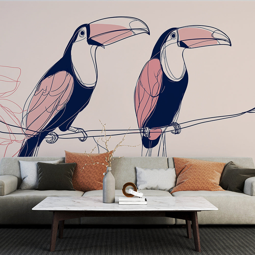 Toucan Wallpaper | Two Stylized Toucans on a Branch