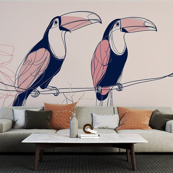 Toucan Wallpaper | Two Stylized Toucans on a Branch
