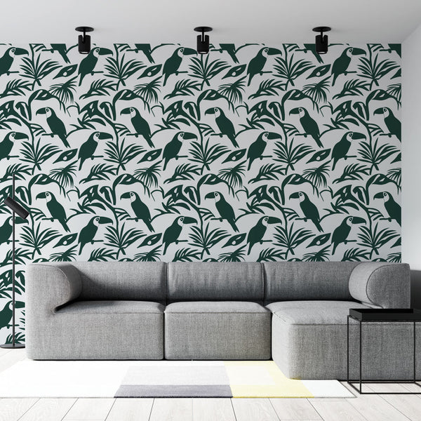 Toucan Wallpaper | Shadowed Birds on a Light Background