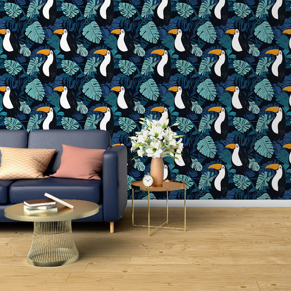Toucan and Foliage Wallpaper | Birds Among Lush Leaves
