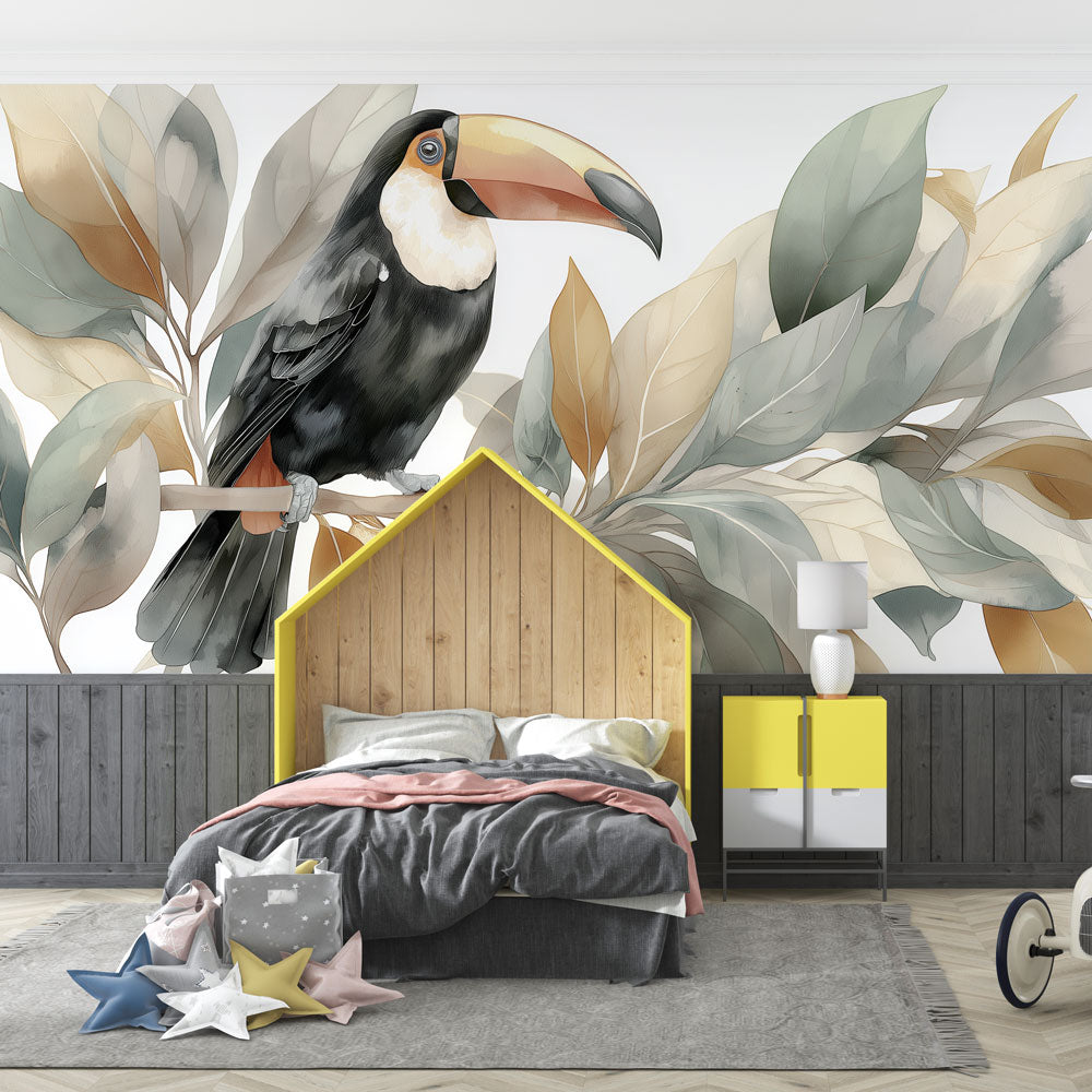 Toucan Wallpaper | Delicate Toucan Art on Soft Foliage