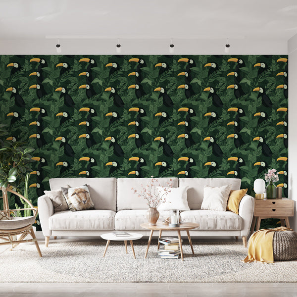 Toucan Wallpaper | Birds Nestled in Dense Green Leaves
