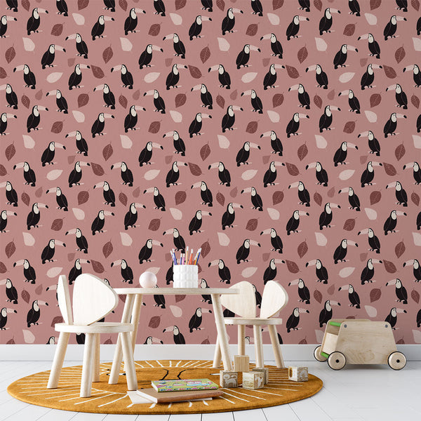 Toucan Wallpaper | Soft Pink Tropical Wall Mural