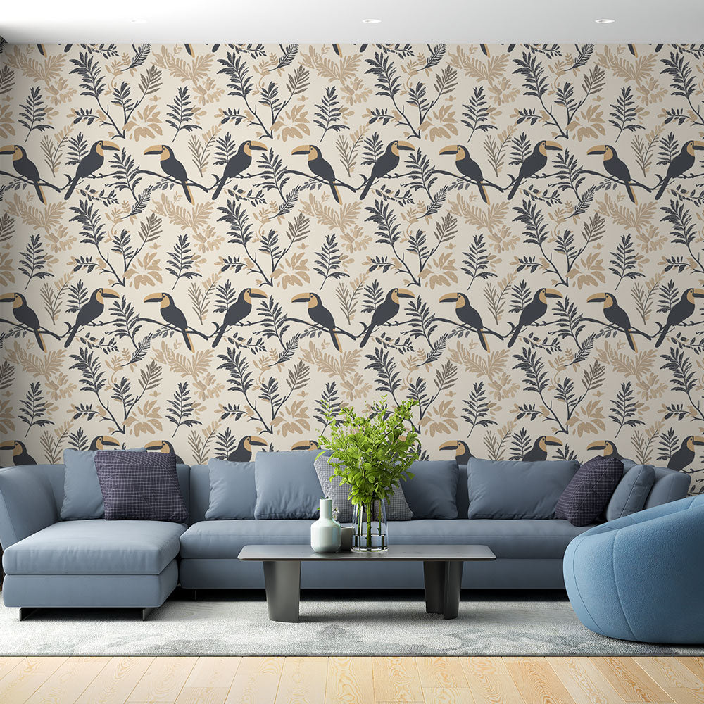 Toucan Wallpaper | Tropical Birds with Delicate Foliage