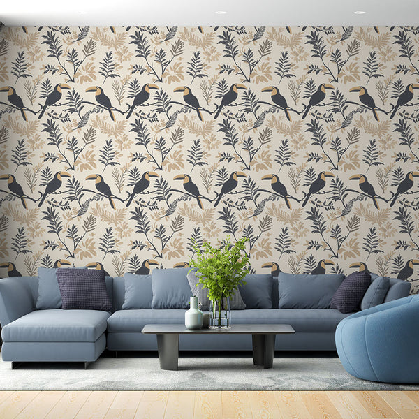 Toucan Wallpaper | Tropical Birds with Delicate Foliage