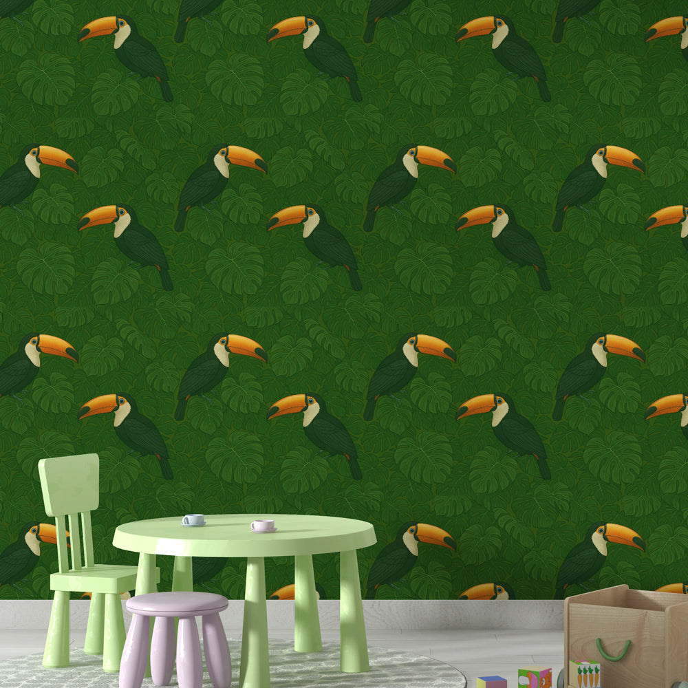 Toucan Wallpaper | Vibrant Tropical Birds Wall Mural Design