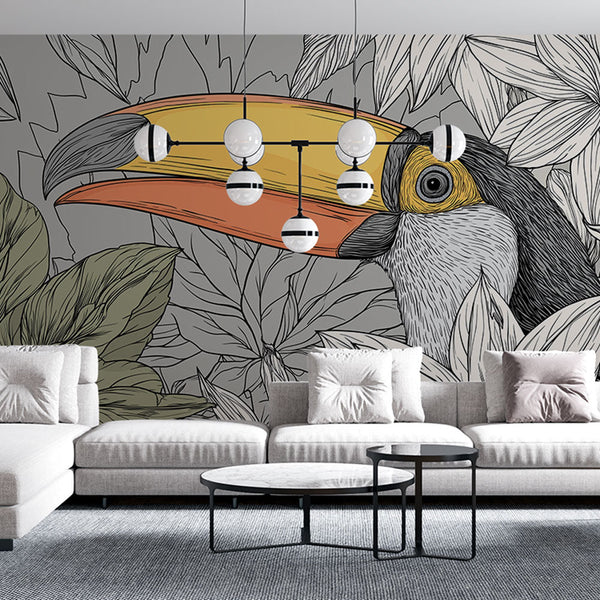 Toucan Wallpaper | Colorful Toucan Among Stylized Leaves