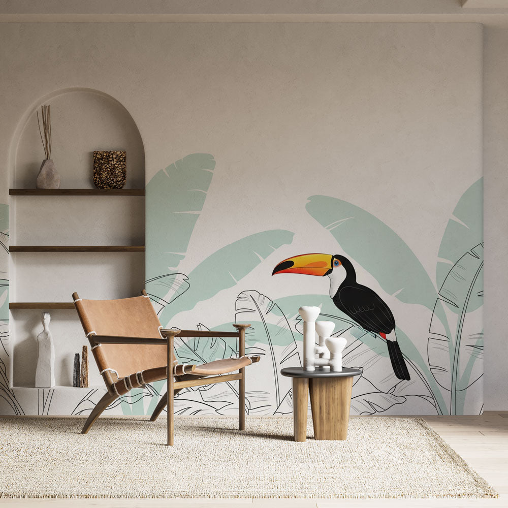 Toucan Wallpaper | Colorful Toucan Among Tropical Leaves