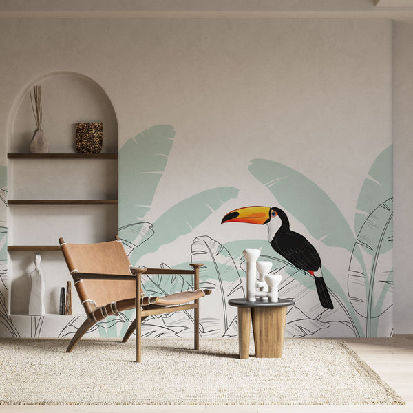 Toucan Wallpaper | Colorful Toucan Among Tropical Leaves