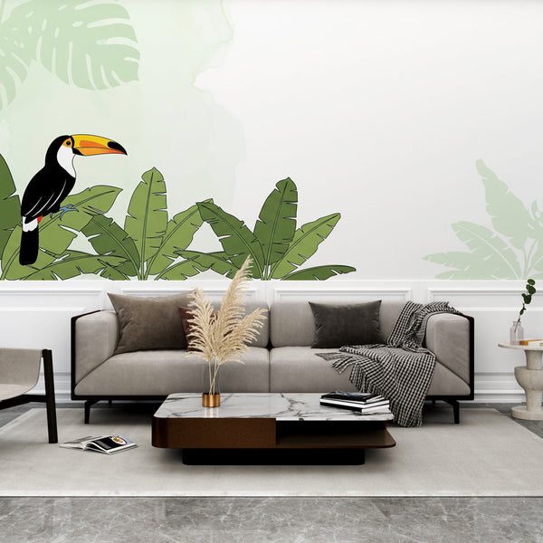 Toucan Wallpaper | Lush Tropical Leaves Wall Mural