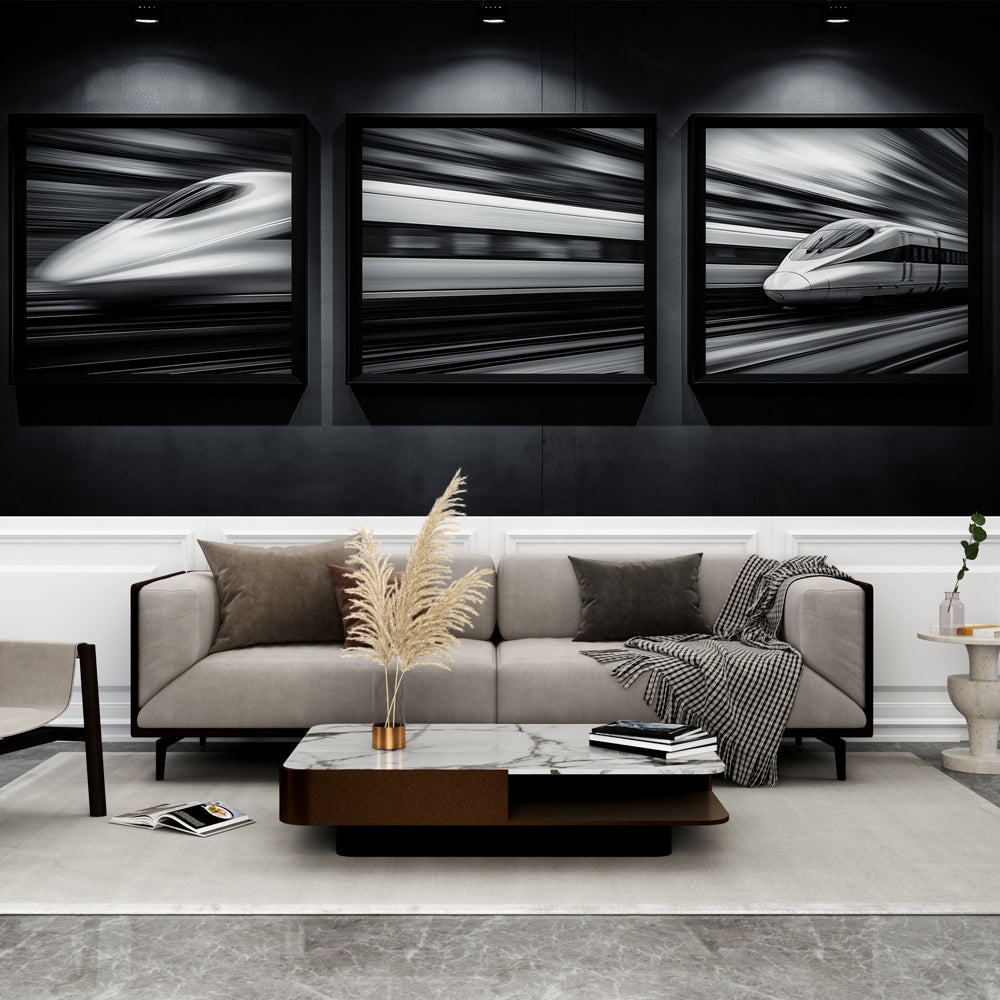 Train Motion Wallpaper | Black White Dynamic Wall Mural