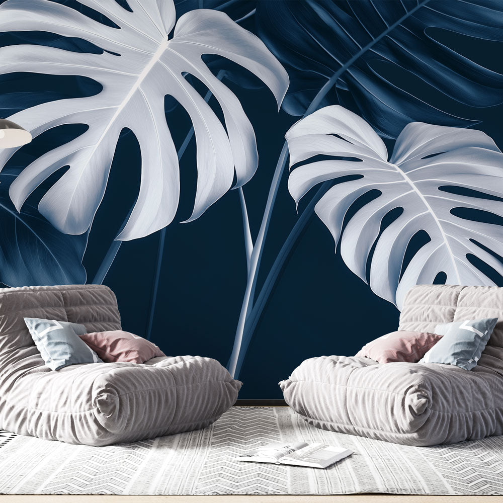 Tropical Teal Wallpaper | Elegant Monstera Dark Mural