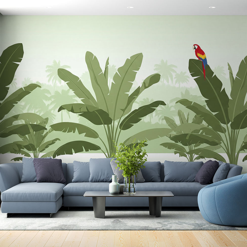 Banana Leaf Wallpaper | Tropical Parrot Wall Mural
