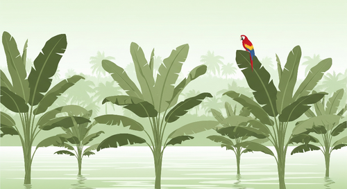 Banana Leaf Wallpaper | Tropical Parrot Wall Mural