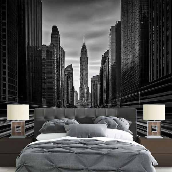 Urban Skyscrapers Wallpaper | Black White Wall Mural