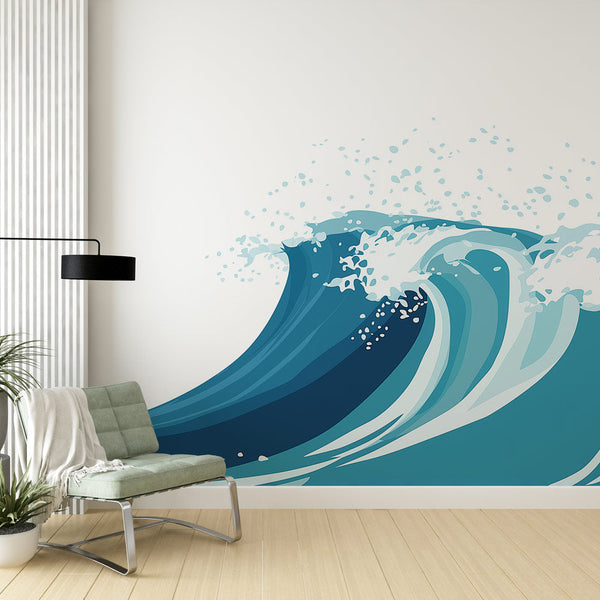 Marine Wave Wallpaper | Contemporary Ocean Blue