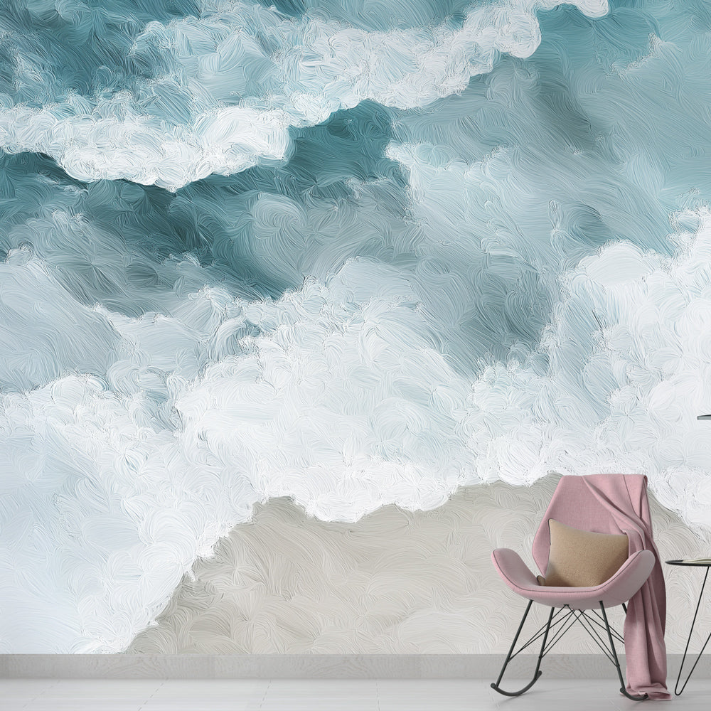 Marine Wave Wallpaper | Abstract Blue and White Pattern