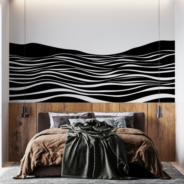Black Wave Wallpaper | Abstract Black and White Design